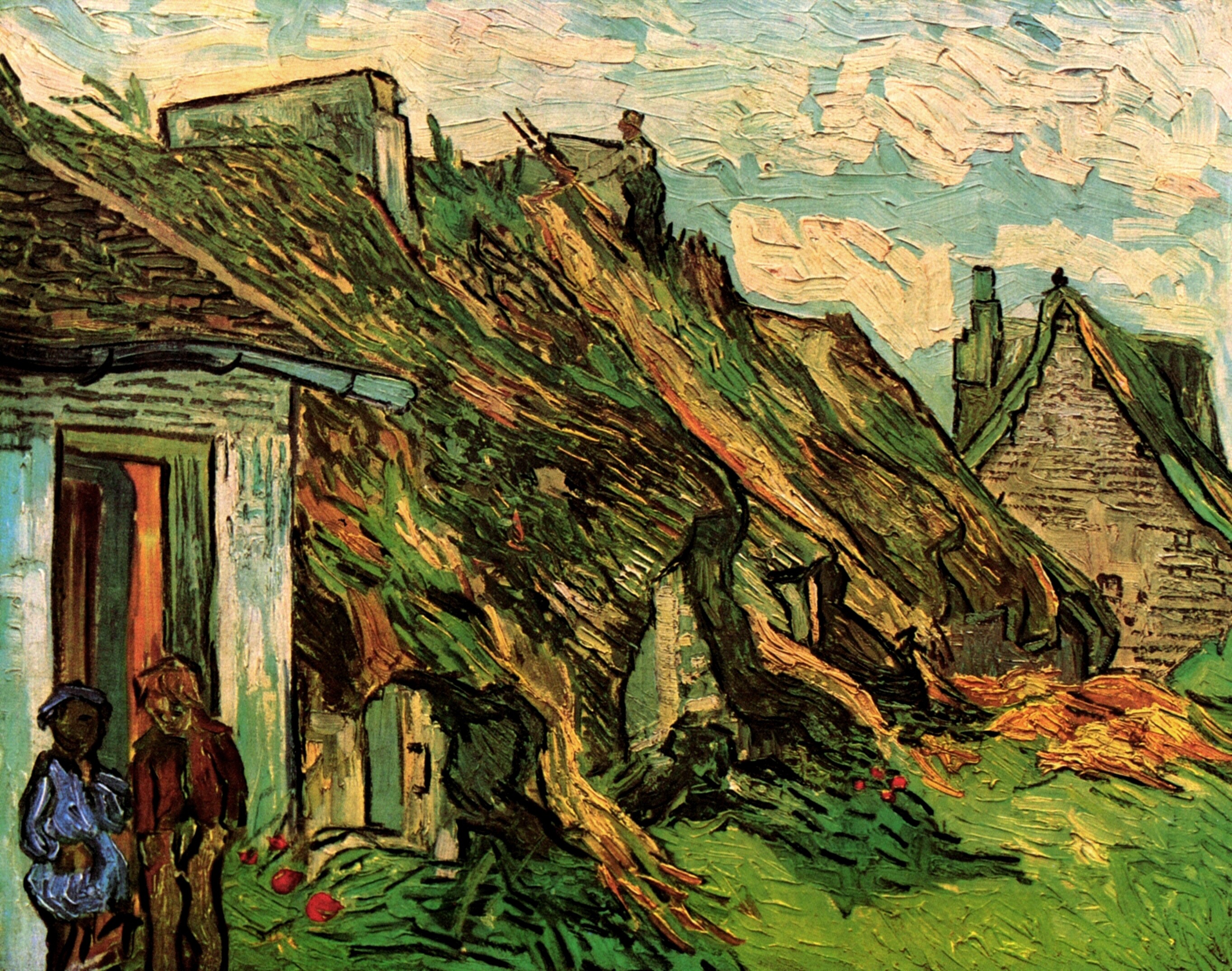 Картина Ван Гога Песчаниковые домики с соломенными крышами в Шапонвале 1890